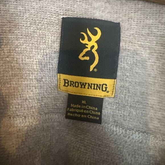 Browning Tan Sweater Men’s Medium Pull Over Light Jacket Quarter Zip - Picture 3 of 5